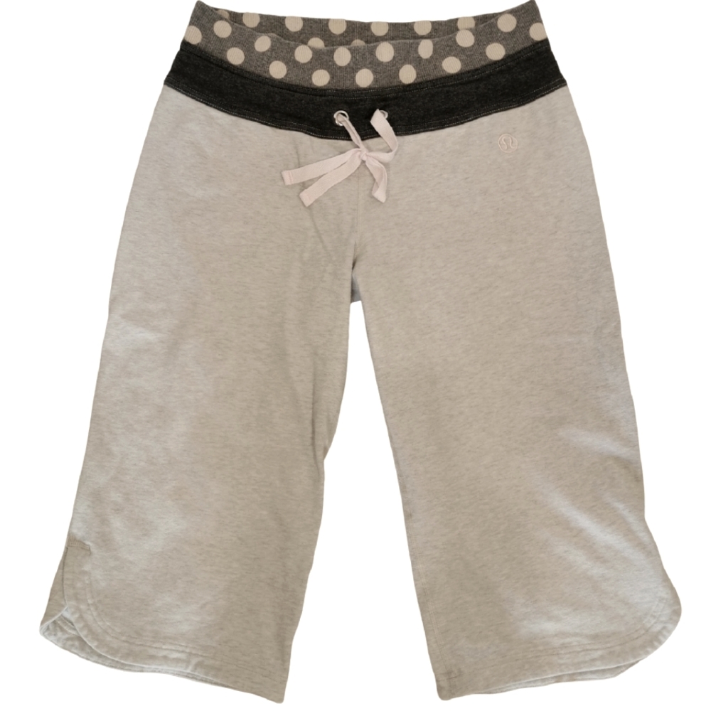 lululemon athletica Light Gray Capris with Black & Polka Dot Waistband
